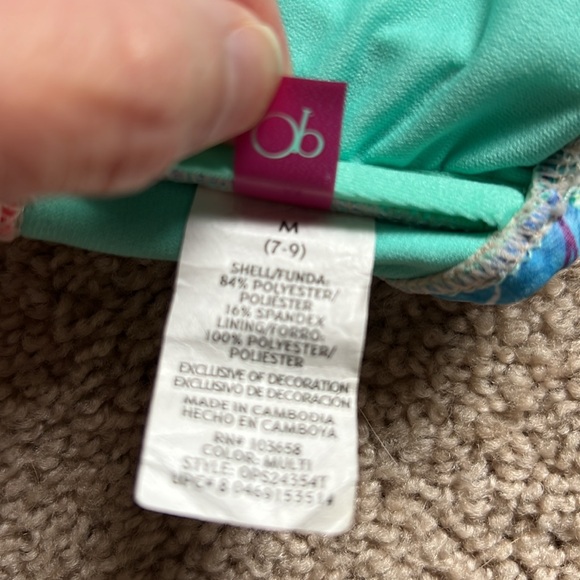 OP Multicolored Draped Bandeau Tribal Bikini Top. Size Medium (7-9) - Picture 5 of 9